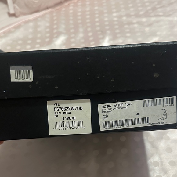 Yves Saint Laurent Cream Heels with Gold Accent - Picture 4 of 5